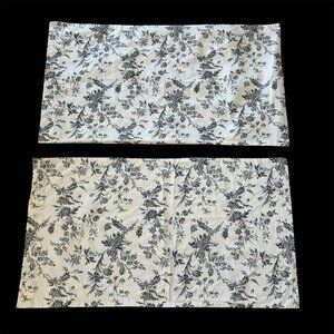 IKEA Black Floral French Country Kingsize Pillow Shams Set Of 2  Button Closure